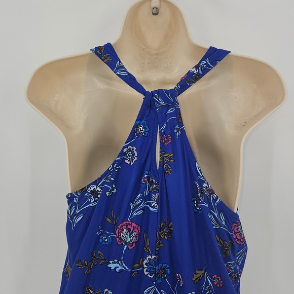 Old Navy Floral Print Casual Dress Blue Summer Dress SZ M Beachy Vacation Resort - Picture 8 of 9